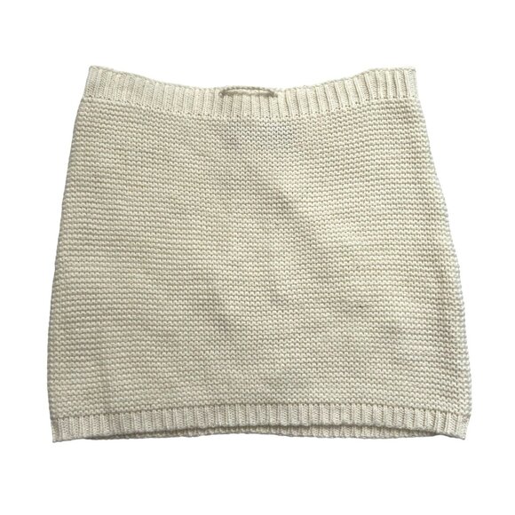 White Fox Knit Mini Skirt in Cream - Picture 1 of 6